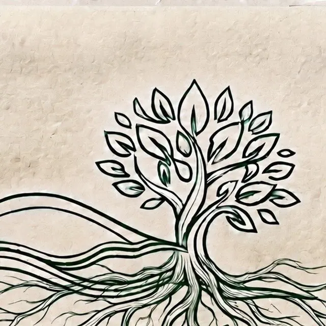 Logotipo de Green Land Realty: árbol con raíces profundas